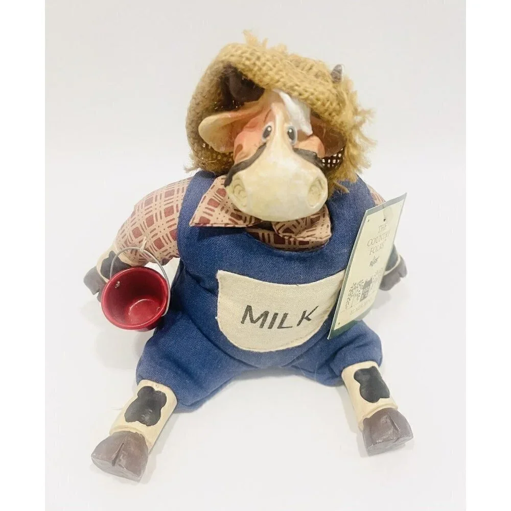 Farmer Cow Elmer Moo Shelf Sitter Figure Kathleen Kelly Critter Country Folks